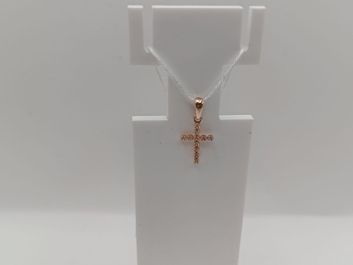 ПОДККИ585 ПОДВЕСКА КРЕСТ С КАМНЯМИ (Au 585)