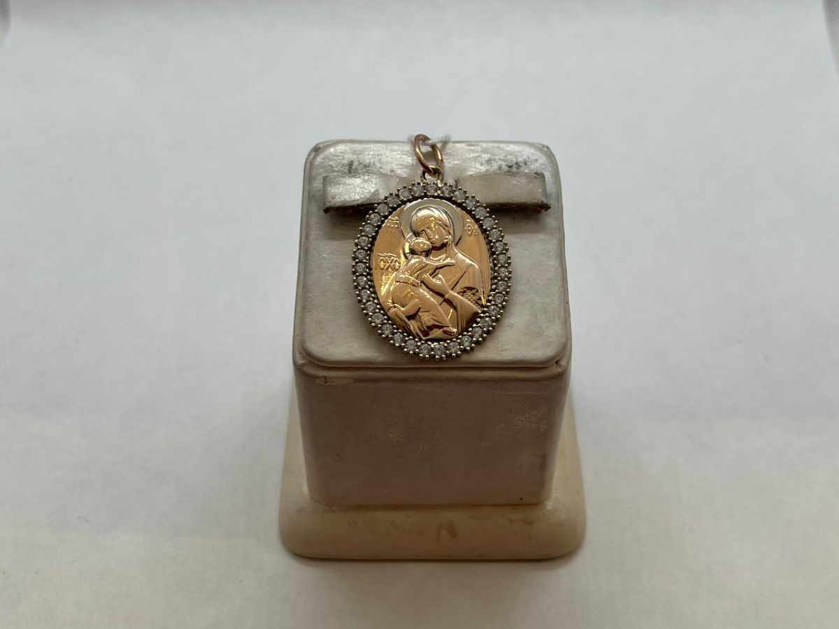 ПОДИКИ585 ПОДВЕСКА ИКОНА С КАМНЯМИ (Au 585)