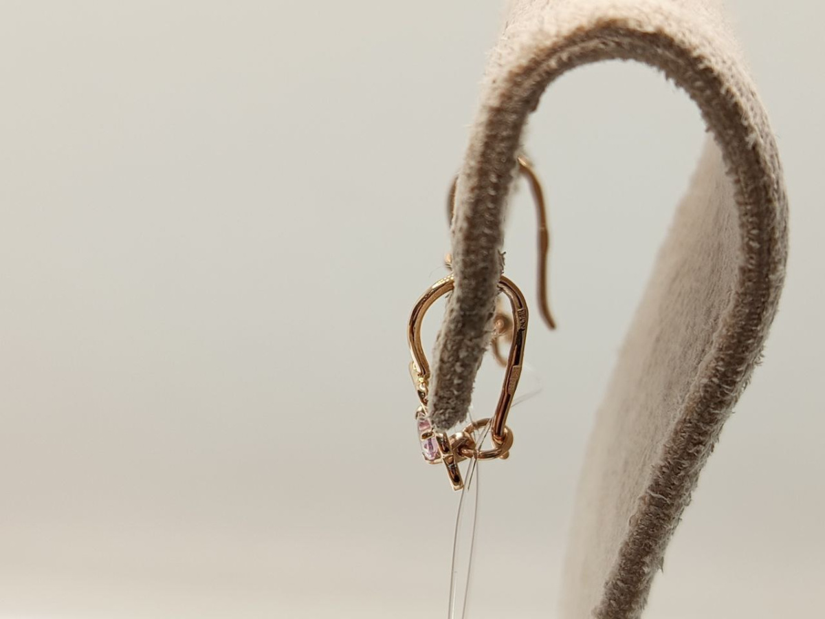 СЕРЬГИ ПЕТЕЛЬКА с камнем (Au 585)