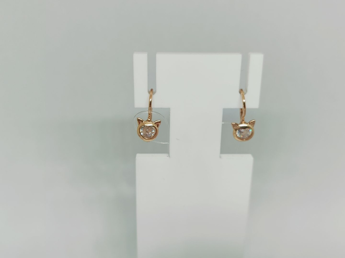 СЕРЬГИ ПЕТЕЛЬКА с камнем (Au 585)