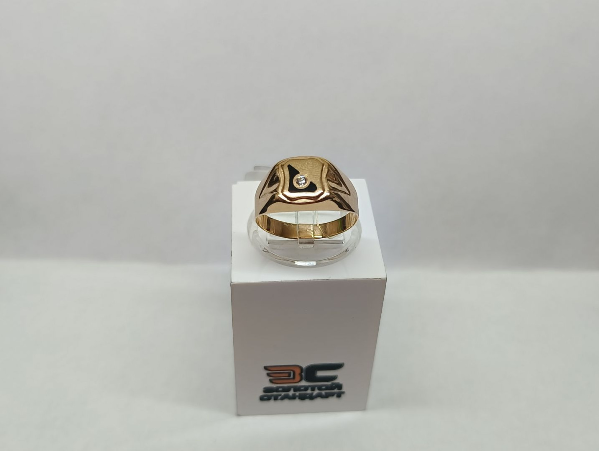 КОЛЬЦО ПЕЧАТКА Эмаль с камнем (Au 585)