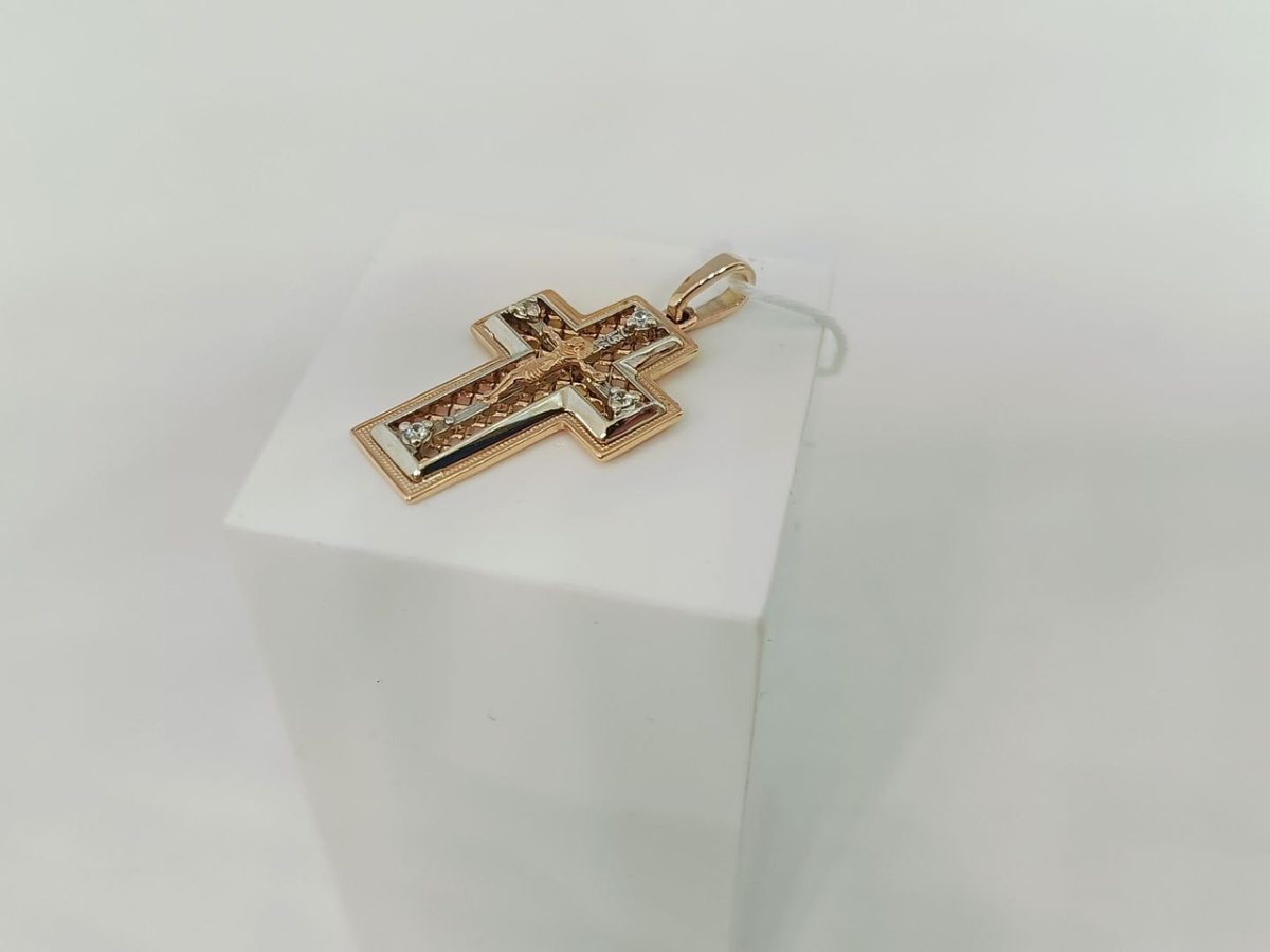 ПОДВЕСКА КРЕСТ С КАМНЯМИ (Au 585)