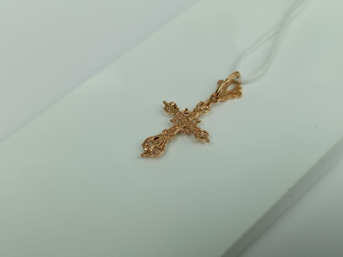 ПОДВЕСКА КРЕСТ С КАМНЕМ (Au 585)