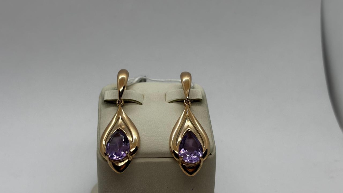 СКМ585 СЕРЬГИ С КАМНЕМ (Au 585)