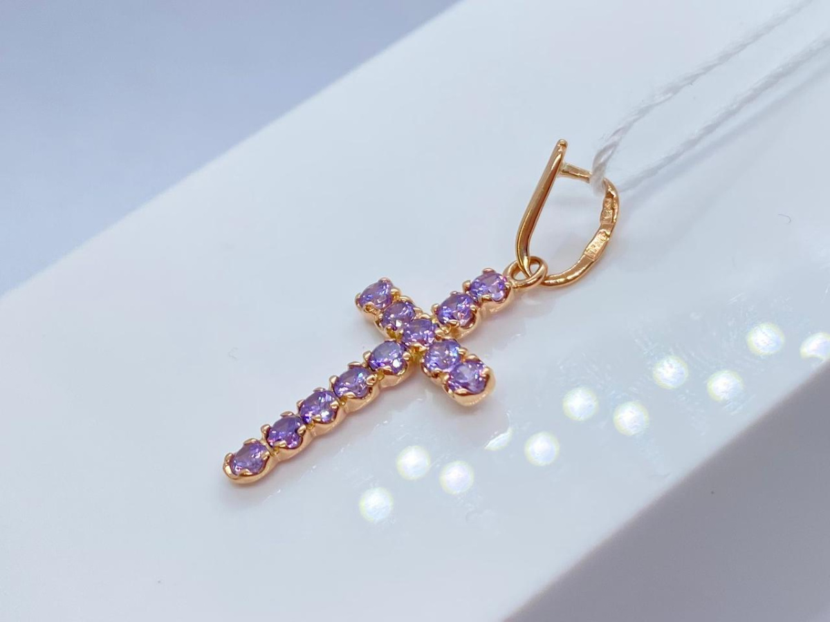 ПОДВЕСКА КРЕСТ С КАМНЯМИ (Au 585)