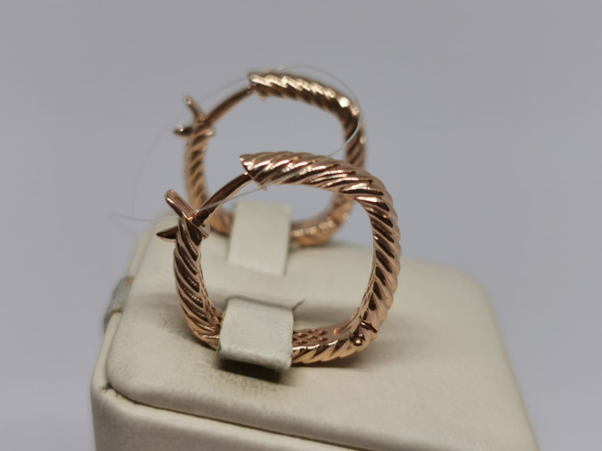 СЕРЬГИ КОНГО Рифленые (Au 585)