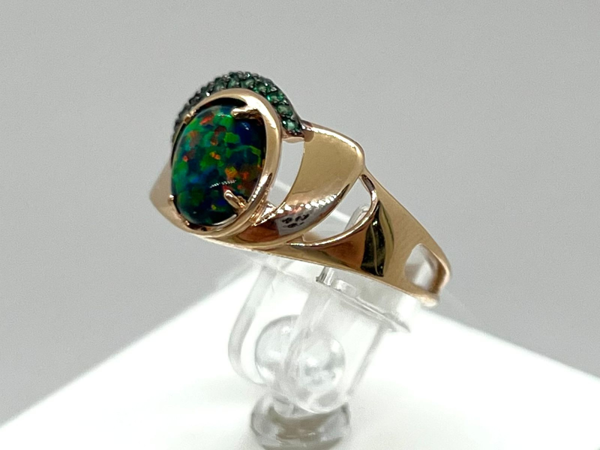 КОЛЬЦО ОПАЛ с камнями (Au 585)