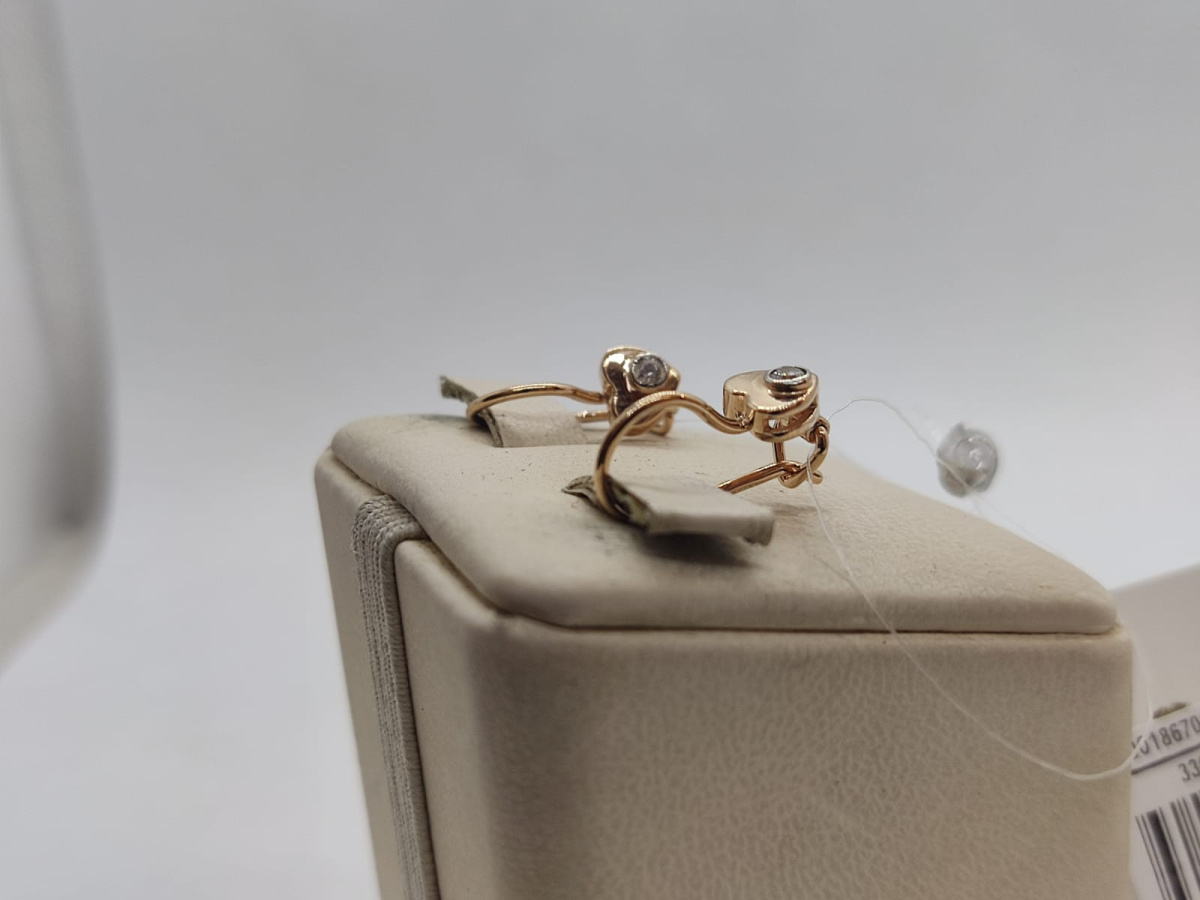 СЕРЬГИ ПЕТЕЛЬКА с камнем (Au 585)