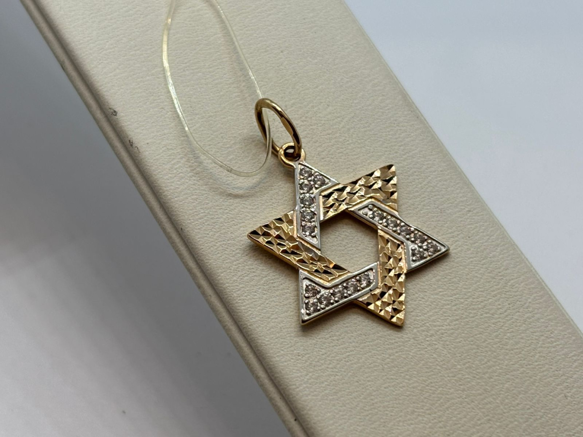 3334а ПОДВЕСКА ЗВЕЗДА ДАВИДА С КАМНЯМИ (Au 585)