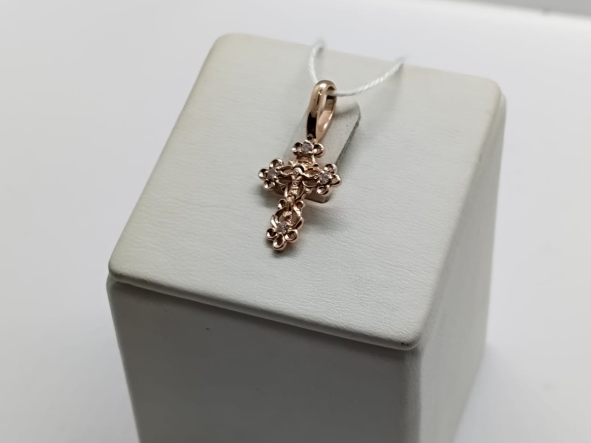 ПОДВЕСКА КРЕСТ С КАМНЯМИ (Au 585)