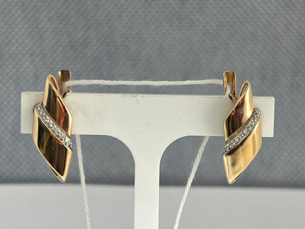 СКМ585 СЕРЬГИ С КАМНЕМ (Au 585)