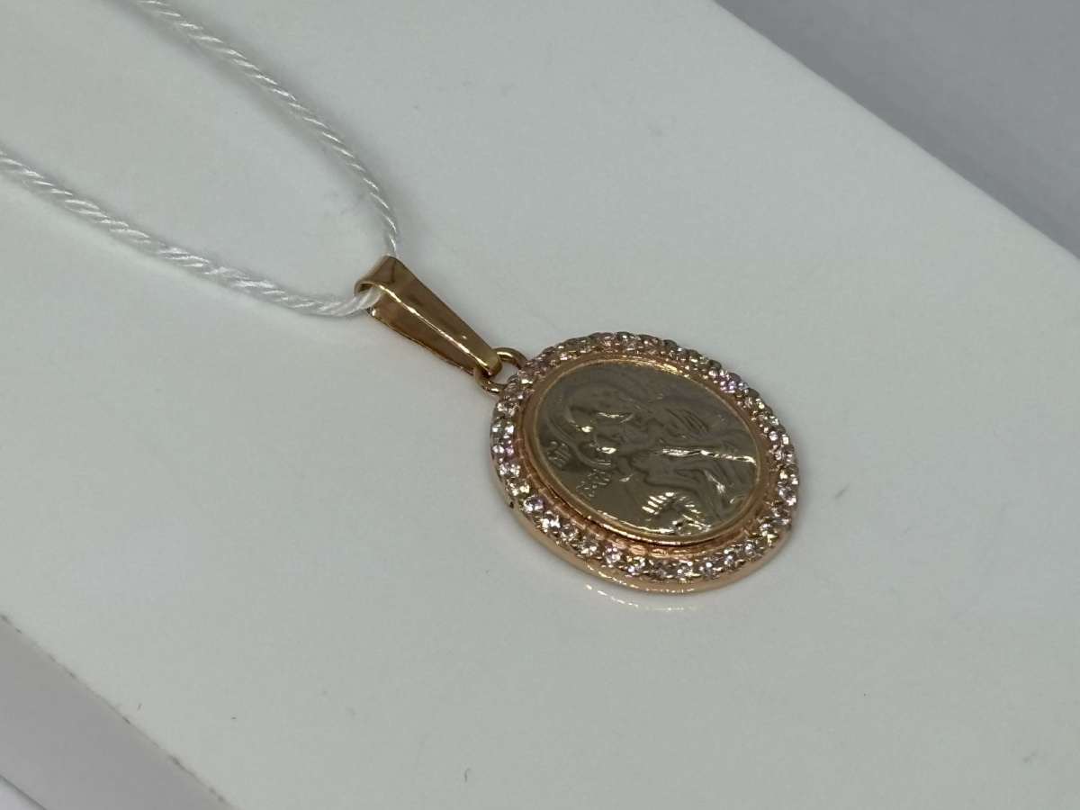 ПОДИКИ585 ПОДВЕСКА ИКОНА С КАМНЯМИ (Au 585)