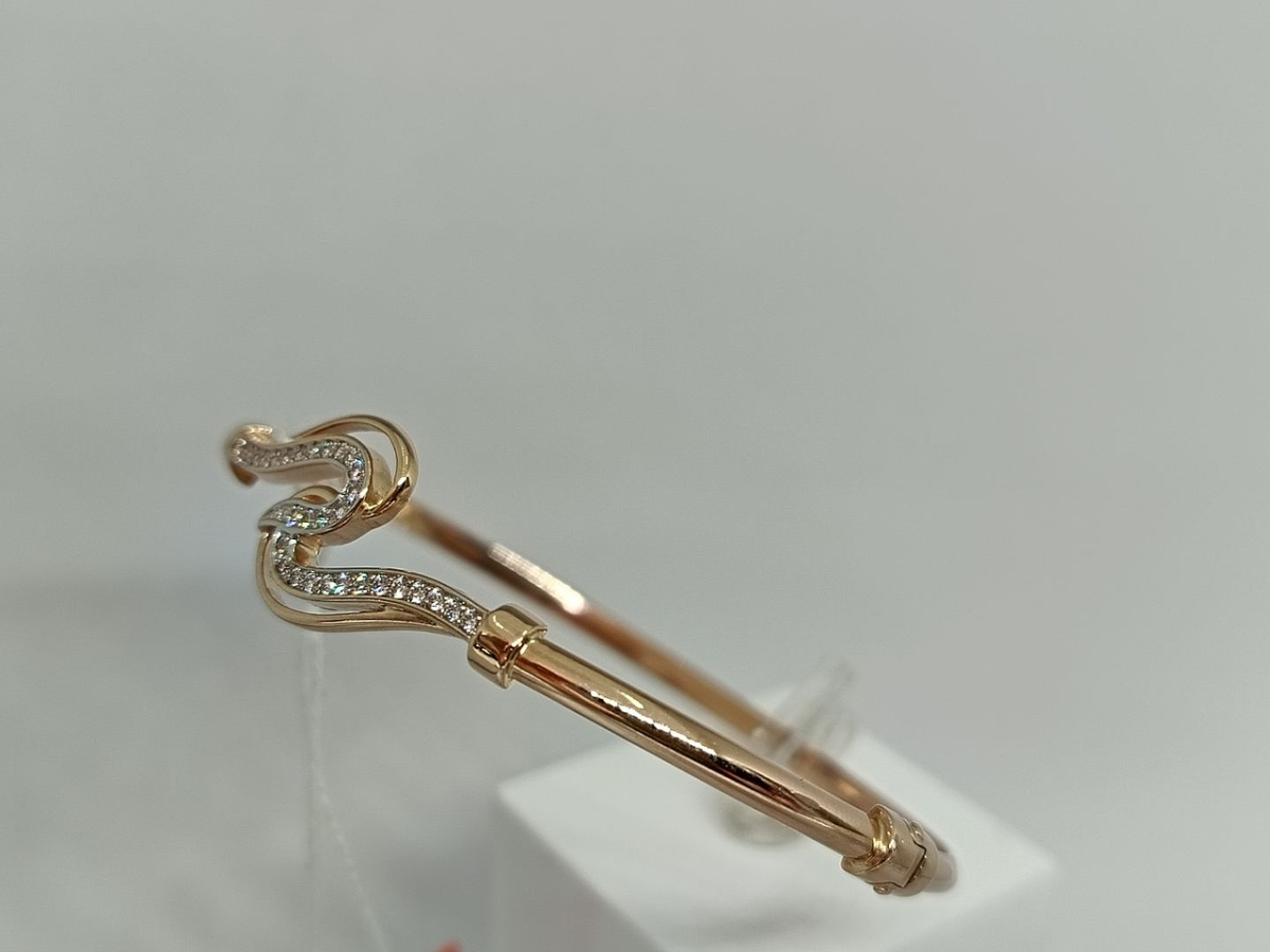 БЖКИ585 БРАСЛЕТ ЖЕСТКИЙ С КАМНЯМИ (Au 585)