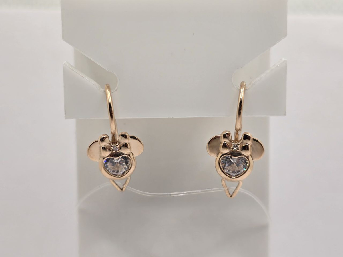 СЕРЬГИ ПЕТЕЛЬКА с камнем (Au 585)