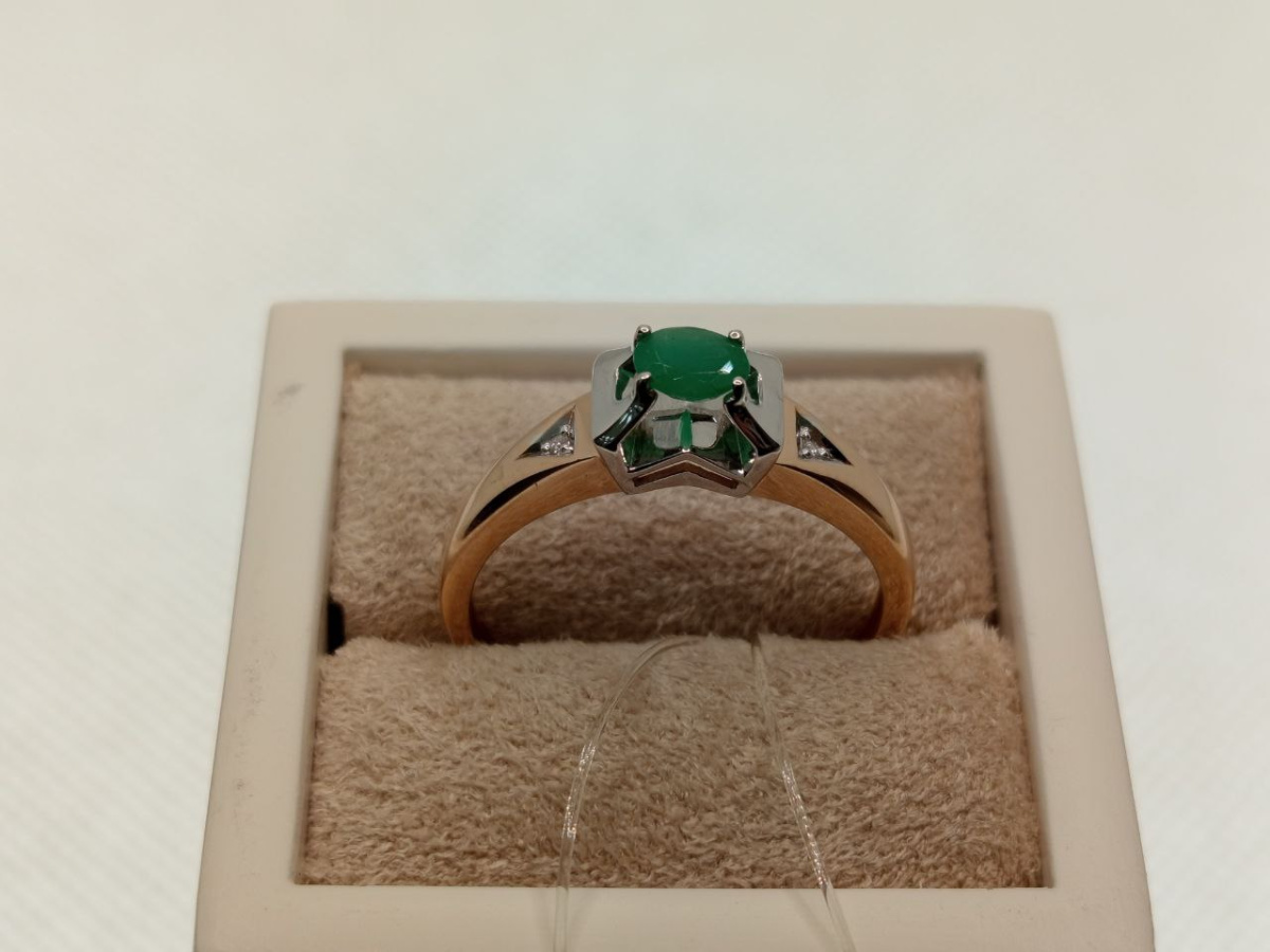 КОЛЬЦО Бриллиант, изумруд (Au 585)