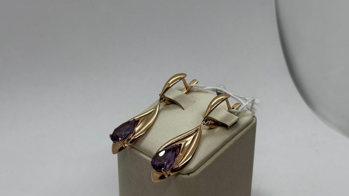 СКМ585 СЕРЬГИ С КАМНЕМ (Au 585)