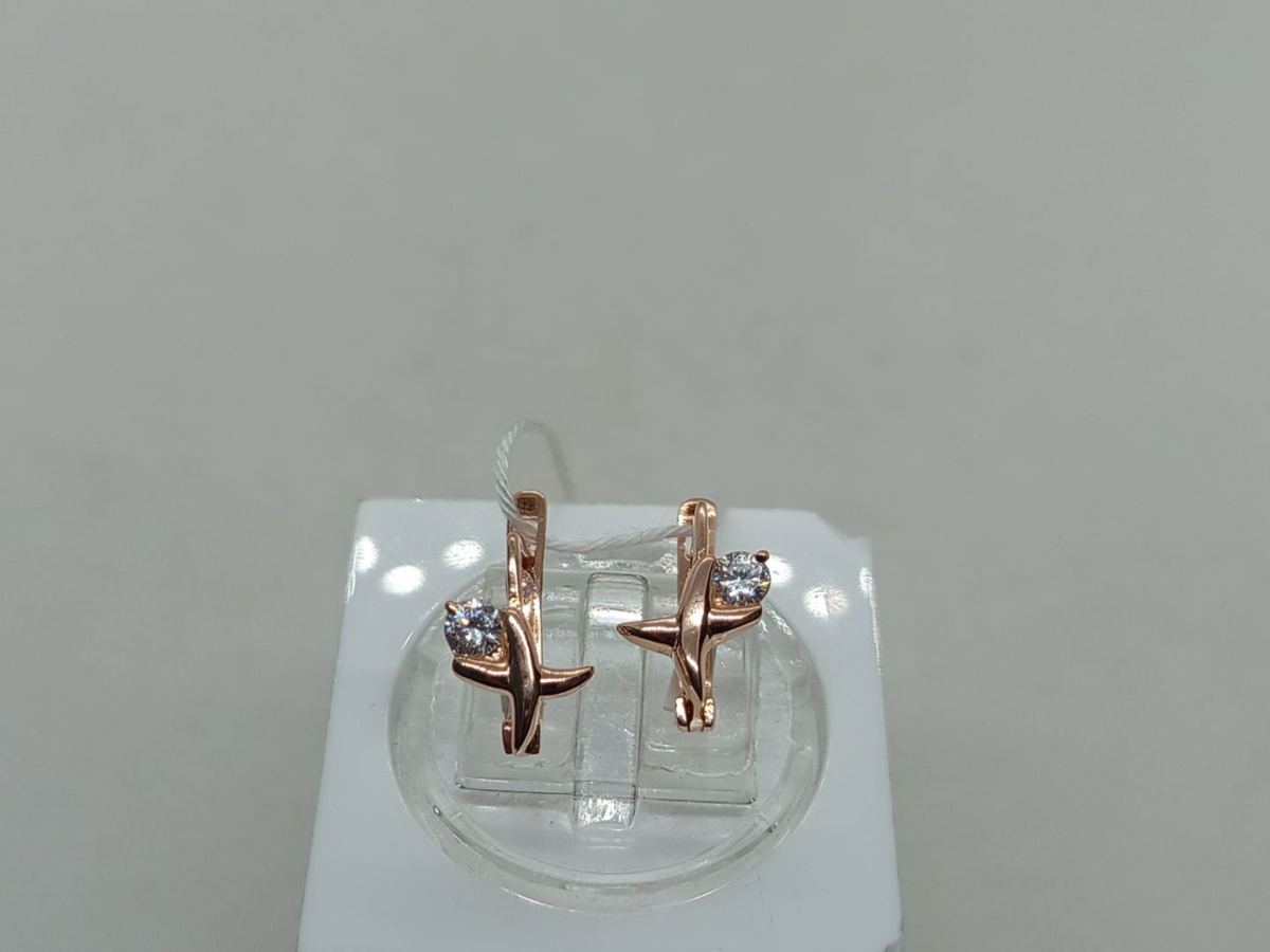 СКМ585 СЕРЬГИ С КАМНЕМ (Au 585)