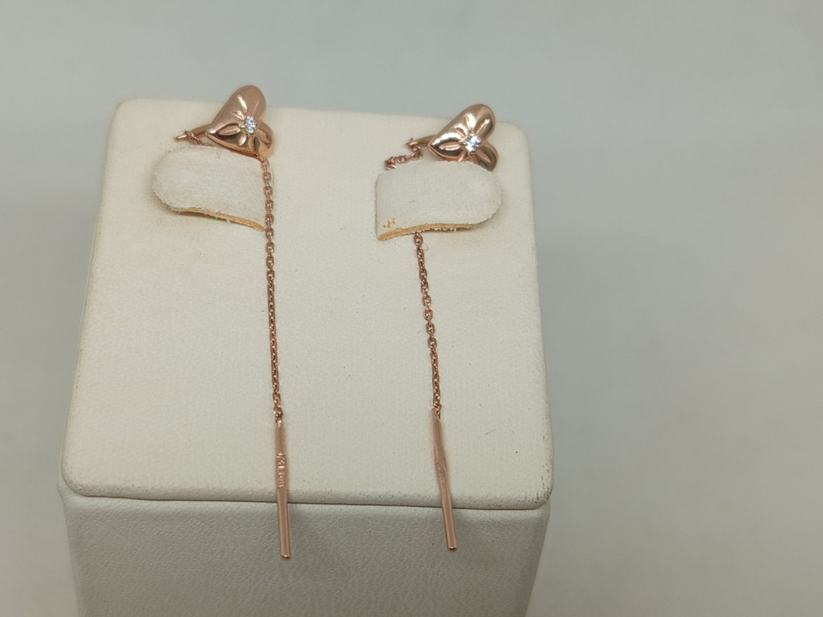 СЕРЬГИ ПРОДЕВКИ с камнем (Au 585)