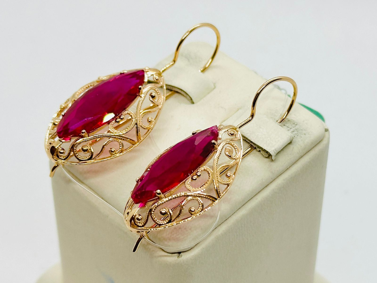 СЕРЬГИ С КАМНЕМ (Au 585)