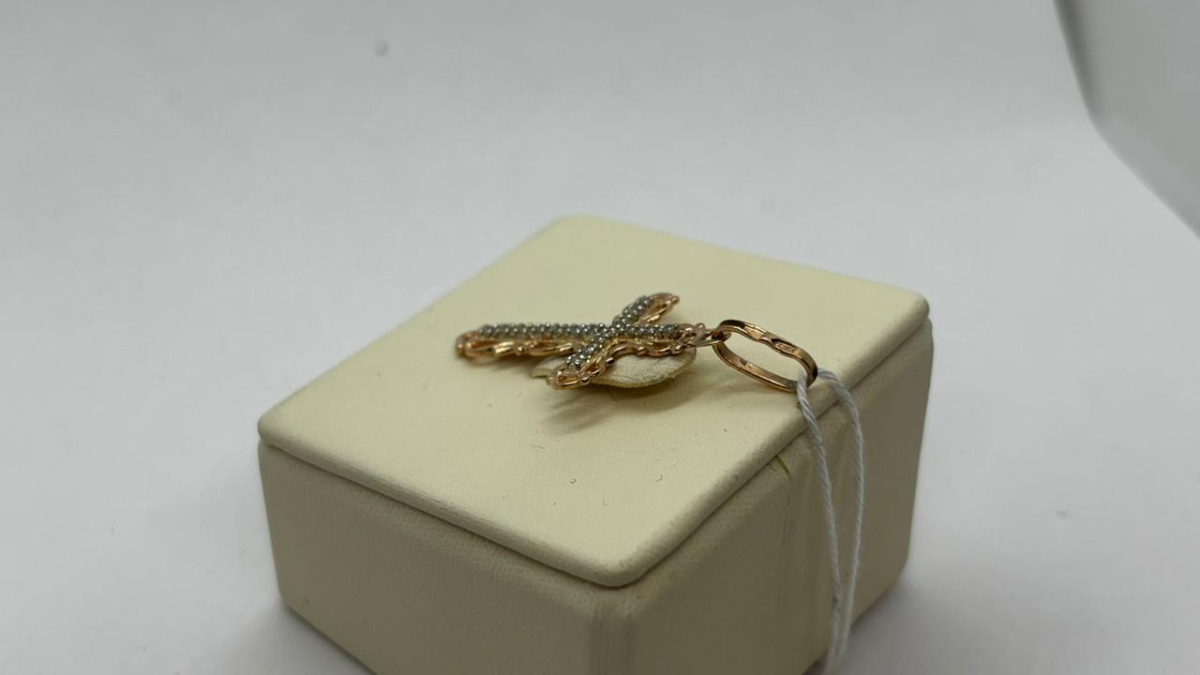 ПОДККИ585 ПОДВЕСКА КРЕСТ С КАМНЯМИ (Au 585)