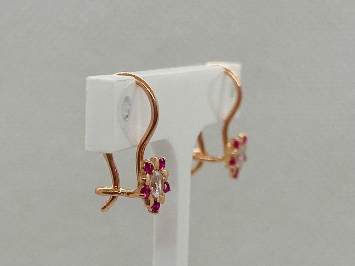 СЕРЬГИ ПЕТЕЛЬКА с камнями (Au 585)