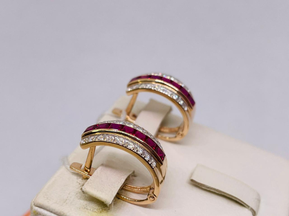 СКМИ585 СЕРЬГИ С КАМНЯМИ (Au 585)