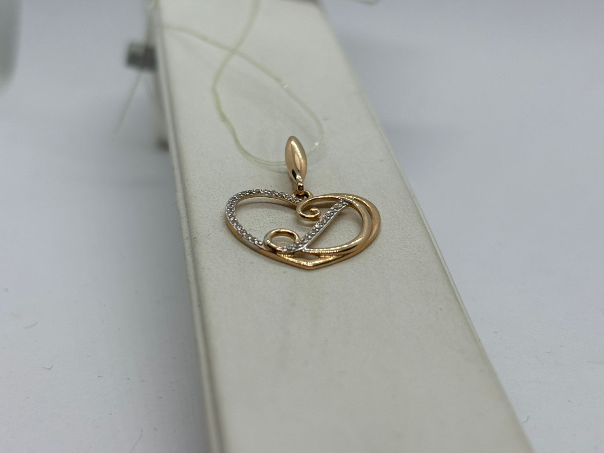 034652 ПОДВЕСКА БУКВА Д с камнями (Au 585)