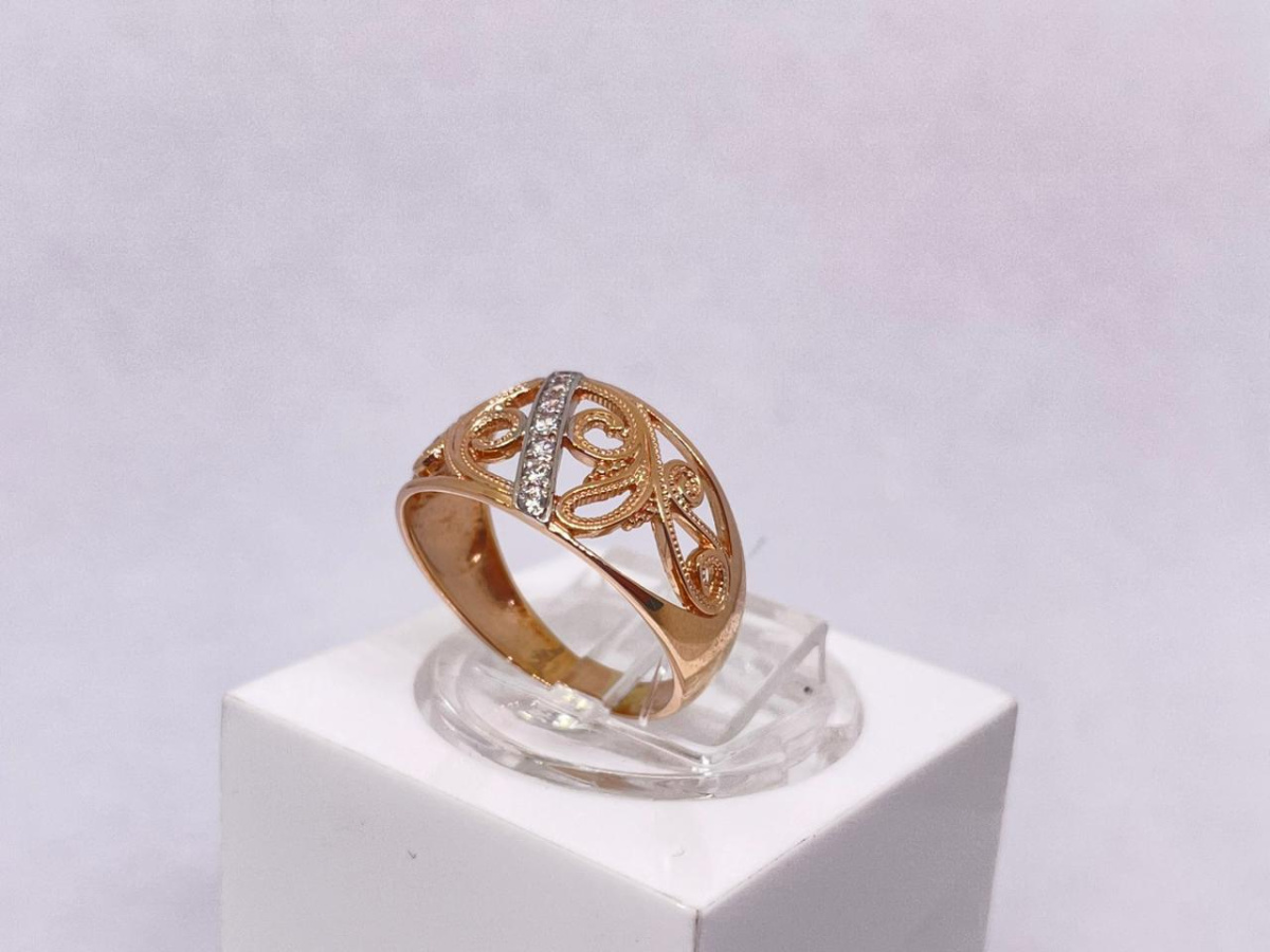 К-062_au КОЛЬЦО С КАМНЯМИ (Au 585)