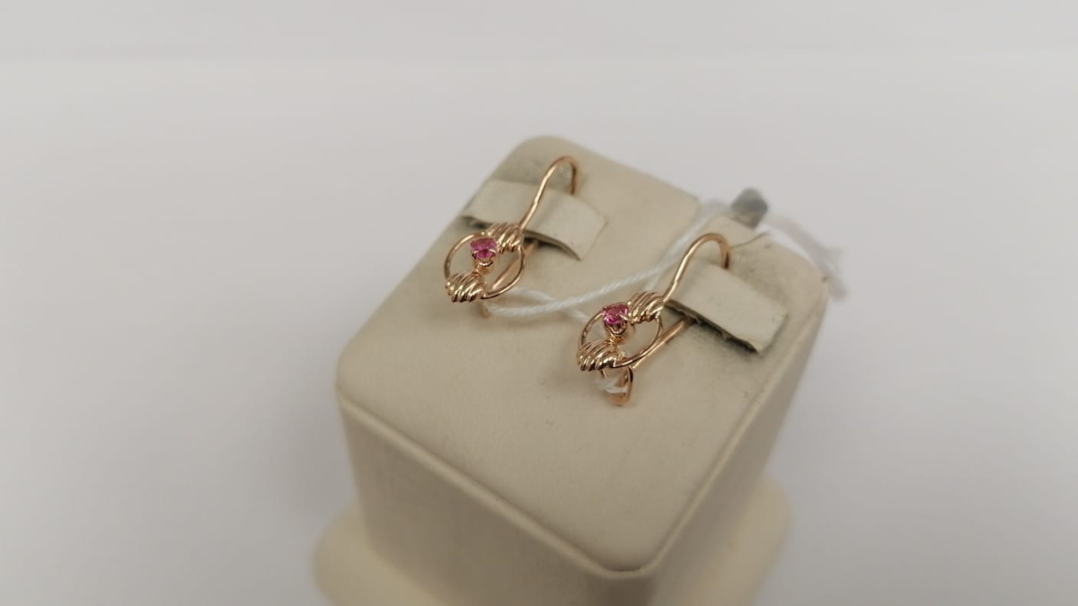 СКМ583 СЕРЬГИ С КАМНЕМ (Au 583)