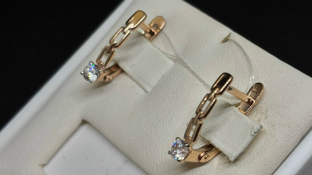 СЕРЬГИ С КАМНЕМ (Au 585)