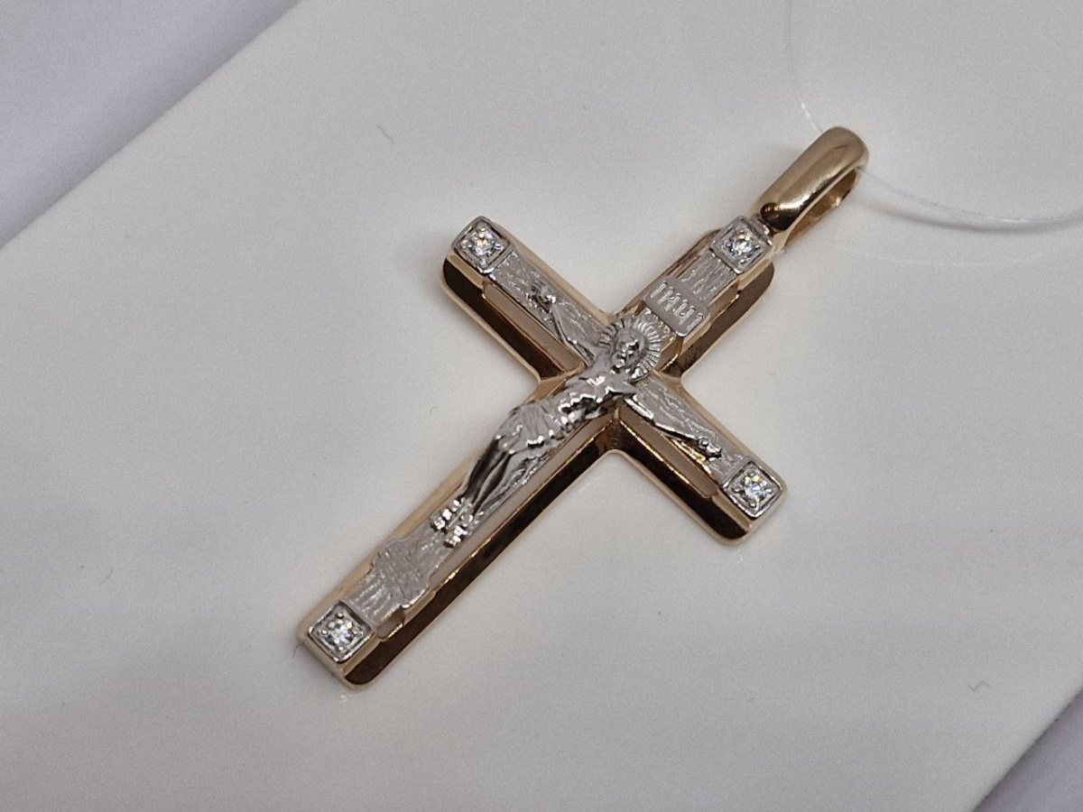 ПОДВЕСКА КРЕСТ с камнями (Au 585)