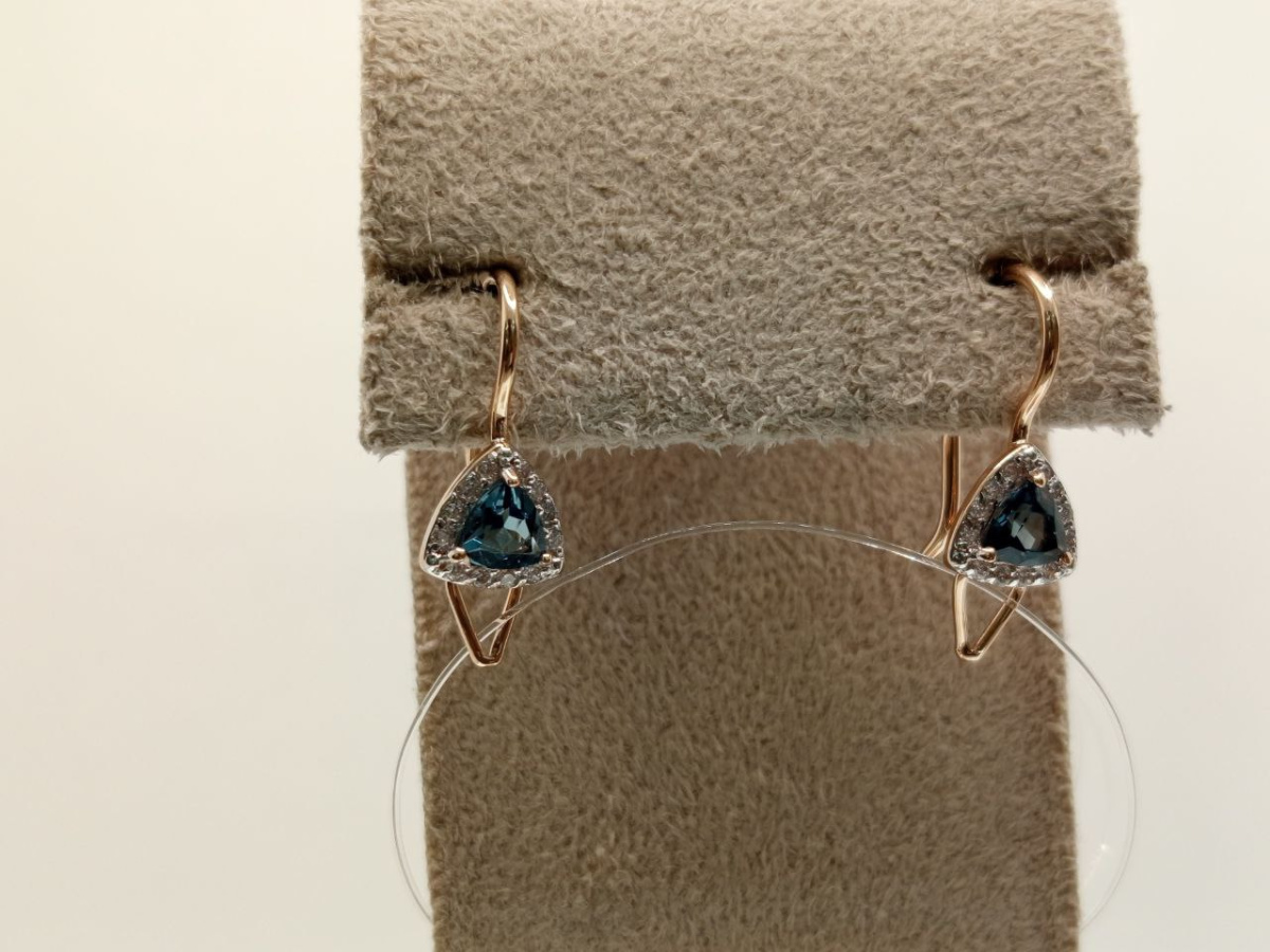 СЕРЬГИ ПЕТЕЛЬКА с камнями (Au 585)