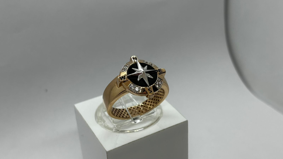 040013 КОЛЬЦО ПЕЧАТКА с камнями (Au 585)