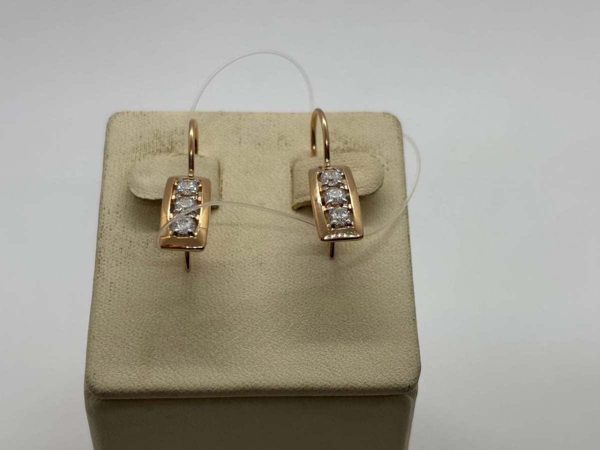 СЕРЬГИ ПЕТЕЛЬКА с камнями (Au 585)