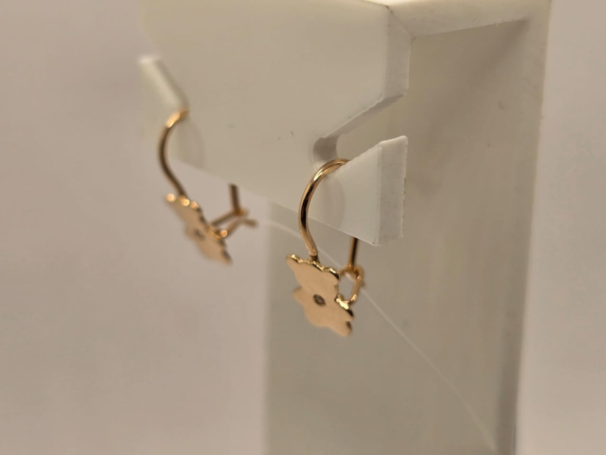 СЕРЬГИ ПЕТЕЛЬКА с камнем (Au 585)