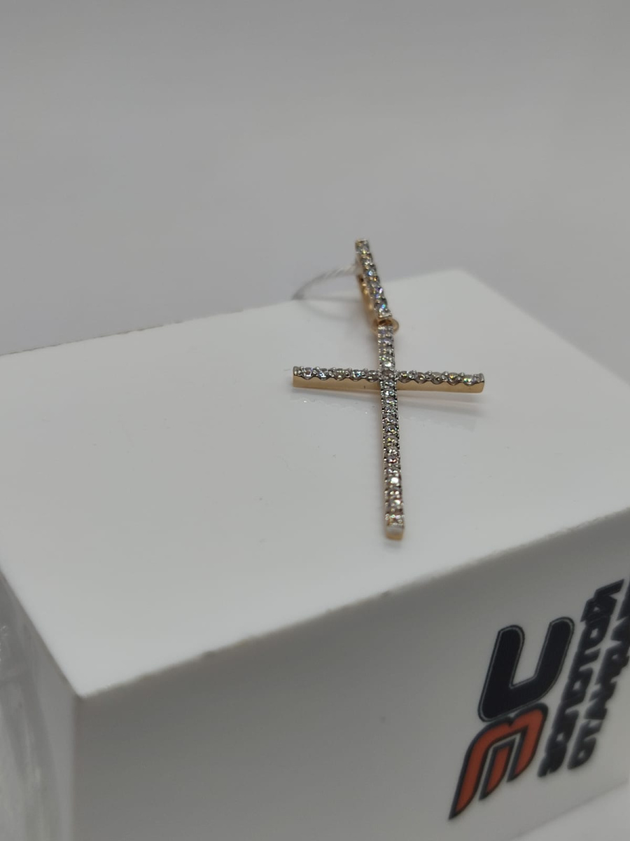 ПОДККИ585 ПОДВЕСКА КРЕСТ С КАМНЯМИ (Au 585)