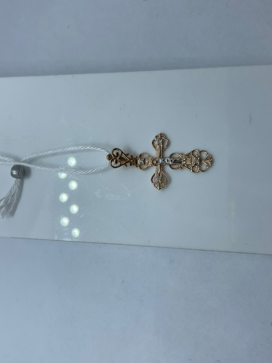 ПОДККИ585 ПОДВЕСКА КРЕСТ С КАМНЯМИ (Au 585)