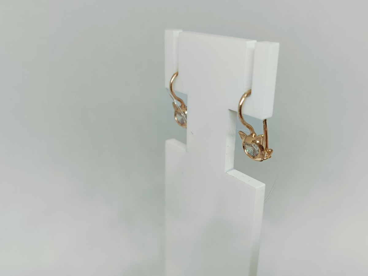 СЕРЬГИ ПЕТЕЛЬКА с камнем (Au 585)