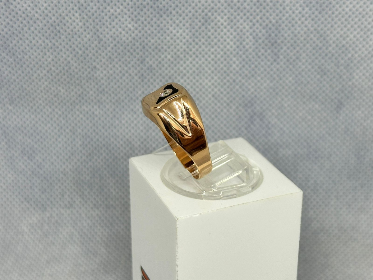 КОЛЬЦО ПЕЧАТКА Эмаль с камнем (Au 585)