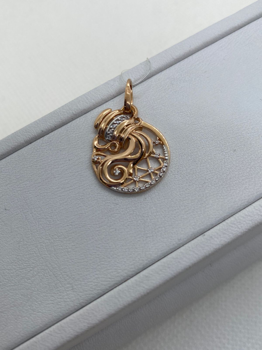 101128-1102 ПОДВЕСКА ЗНАК ЗОДИАКА ВОДОЛЕЙ (Au 585)