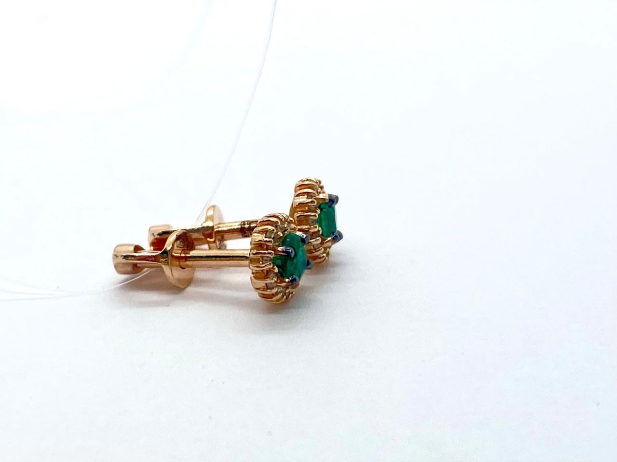 СЕРЬГИ ПУСЕТЫ изумруд (Au 585)