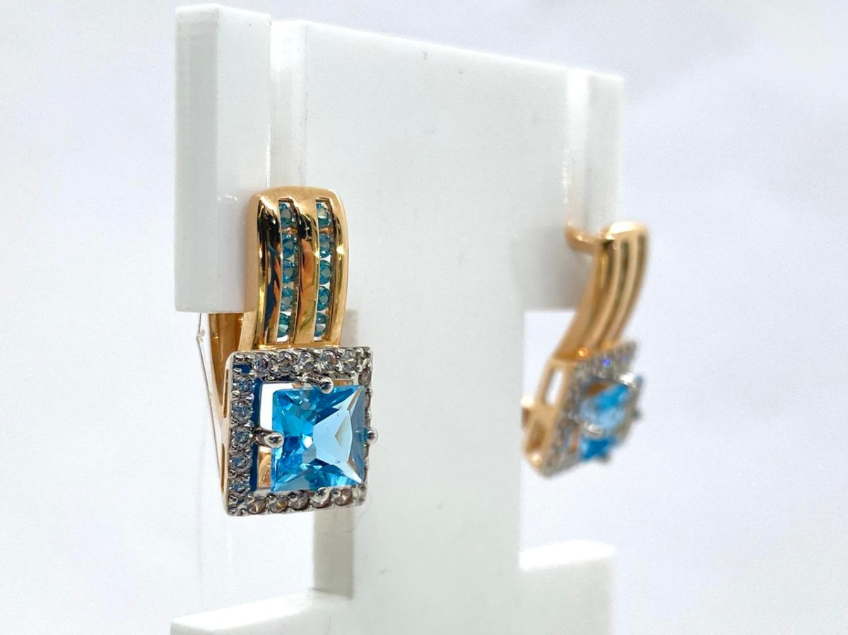 СЕРЬГИ ТОПАЗ с камнями (Au 585)