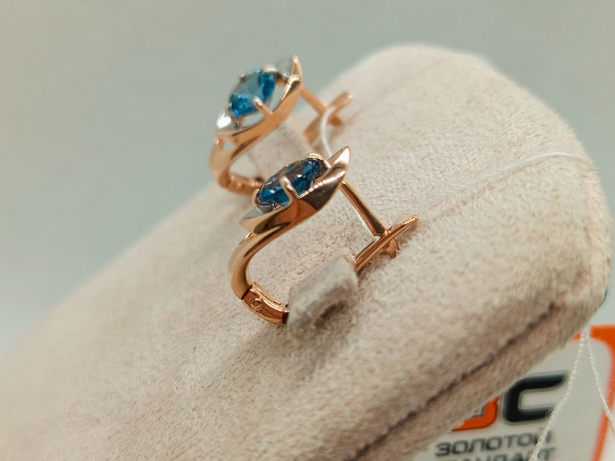 СКМ585 СЕРЬГИ С КАМНЕМ (Au 585)