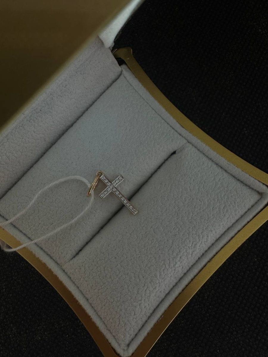 ПОДККИ585 ПОДВЕСКА КРЕСТ С КАМНЯМИ (Au 585)