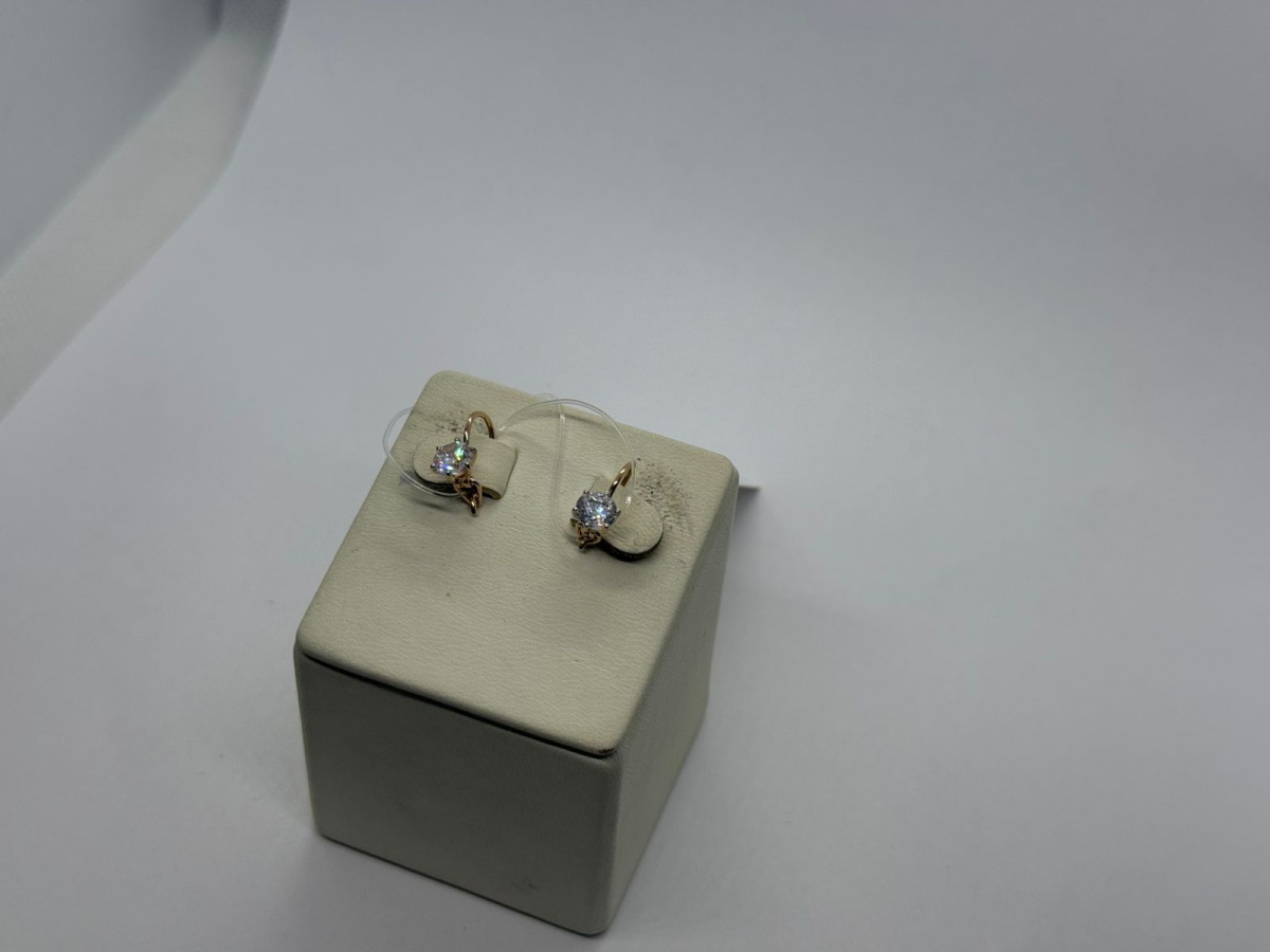 СЕРЬГИ ПЕТЕЛЬКА с камнем (Au 585)