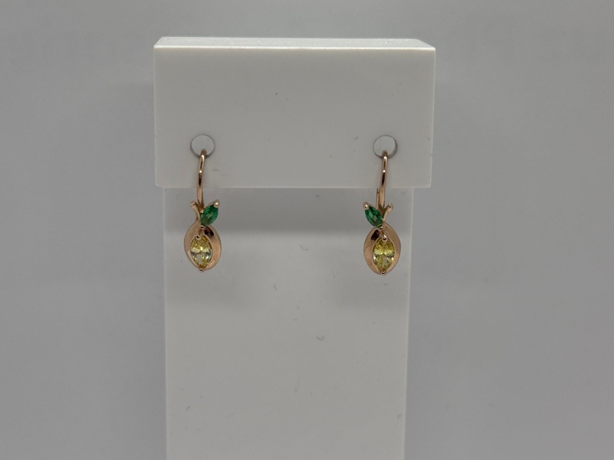 СЕРЬГИ ПЕТЕЛЬКА с камнями (Au 585)