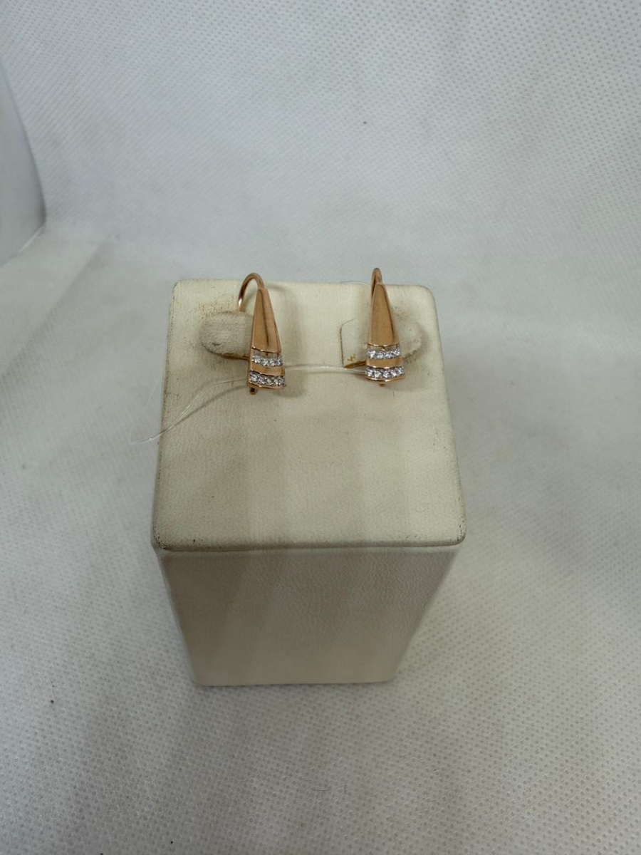 СЕРЬГИ ПЕТЕЛЬКА с камнями (Au 585)