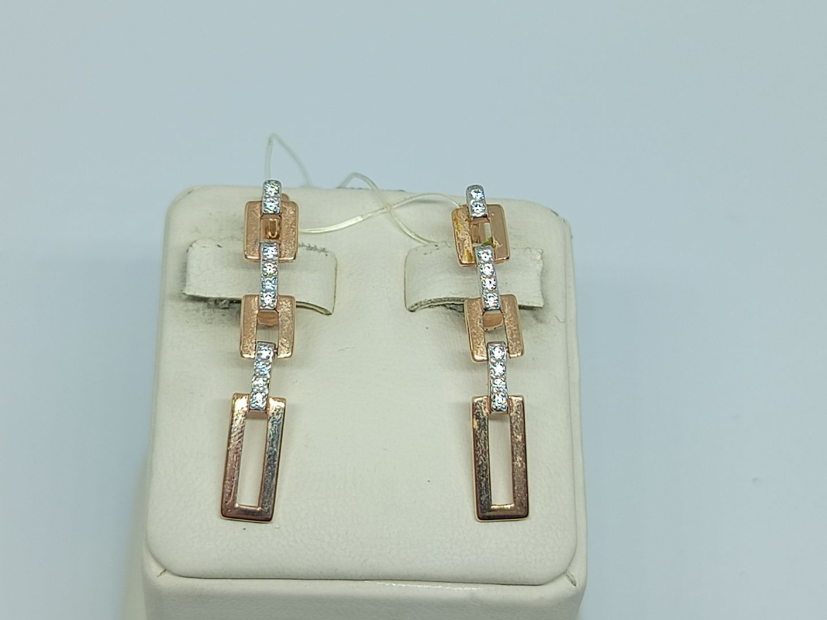 С4876 СЕРЬГИ С КАМНЯМИ (Au 585)