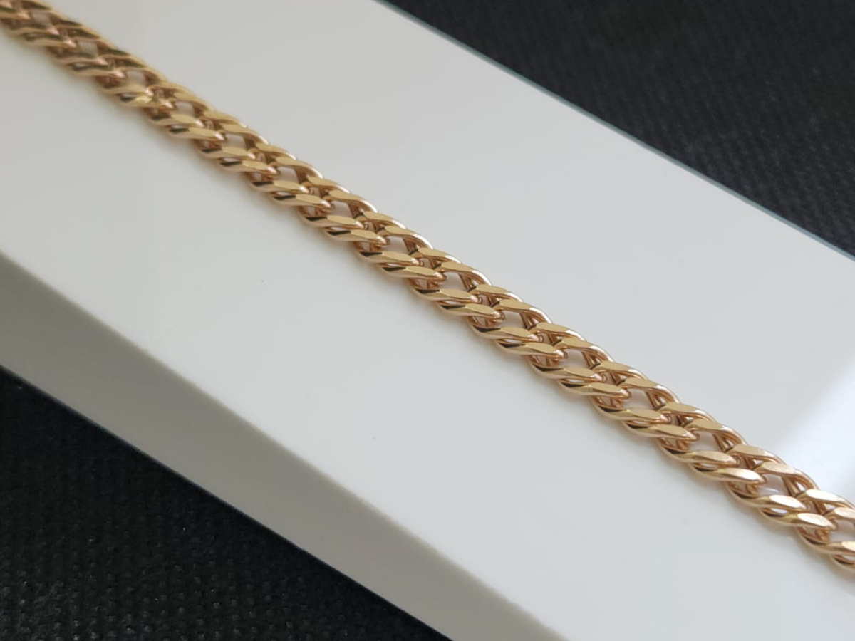 БРАСЛЕТ ПУСТОТЕЛЫЙ Ромб двойной Au 585