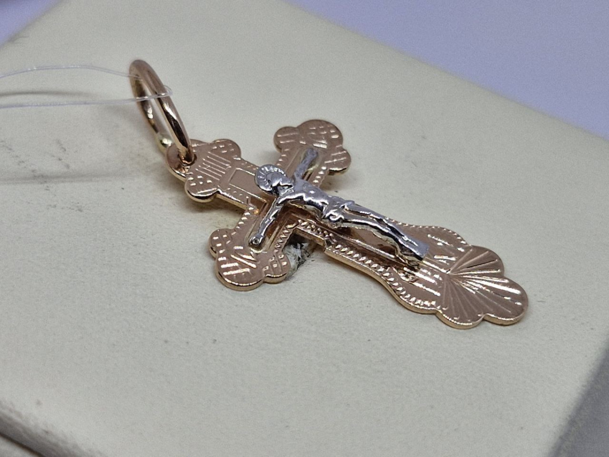 810-00273-10-00-00-02 ПОДВЕСКА КРЕСТ без камня (Au 585)